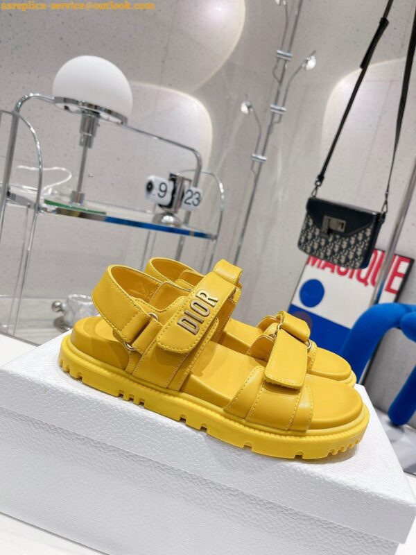 Replica Dior DiorAct Sandals In Yellow Lambskin 6