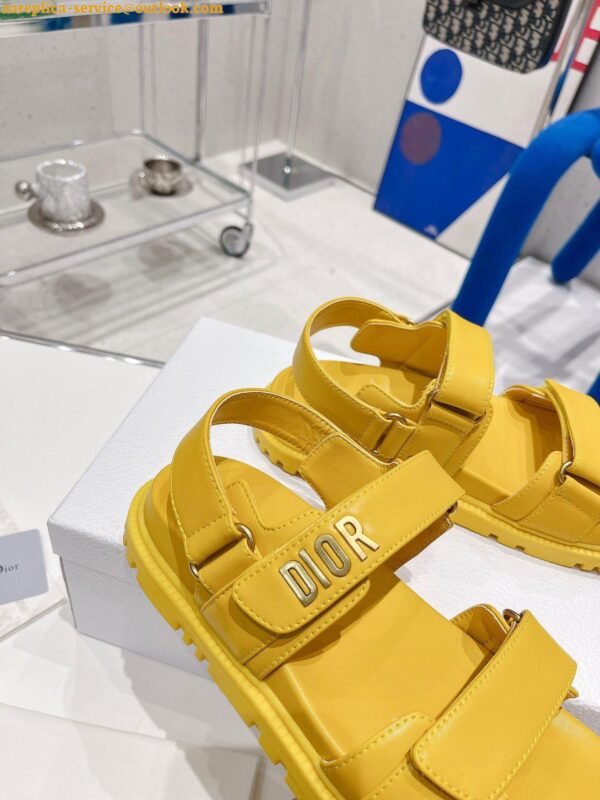 Replica Dior DiorAct Sandals In Yellow Lambskin 9