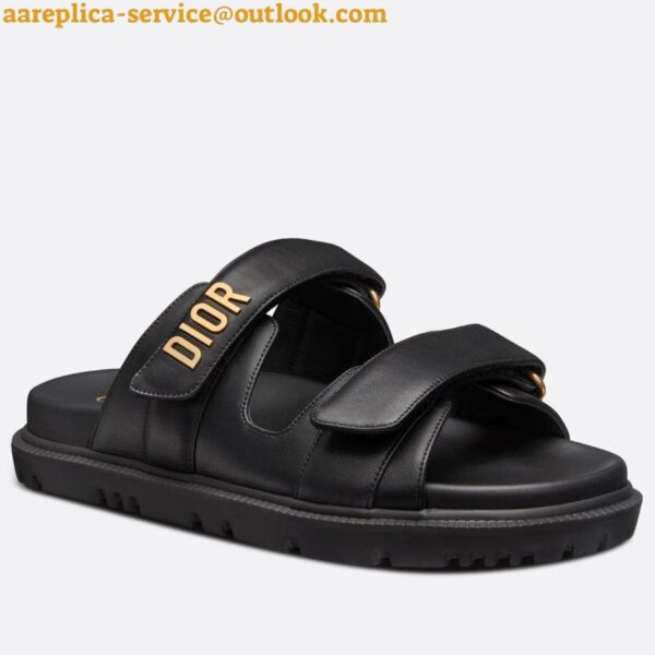 Replica Dior Dioract Slide Sandals In Black Lambskin 4