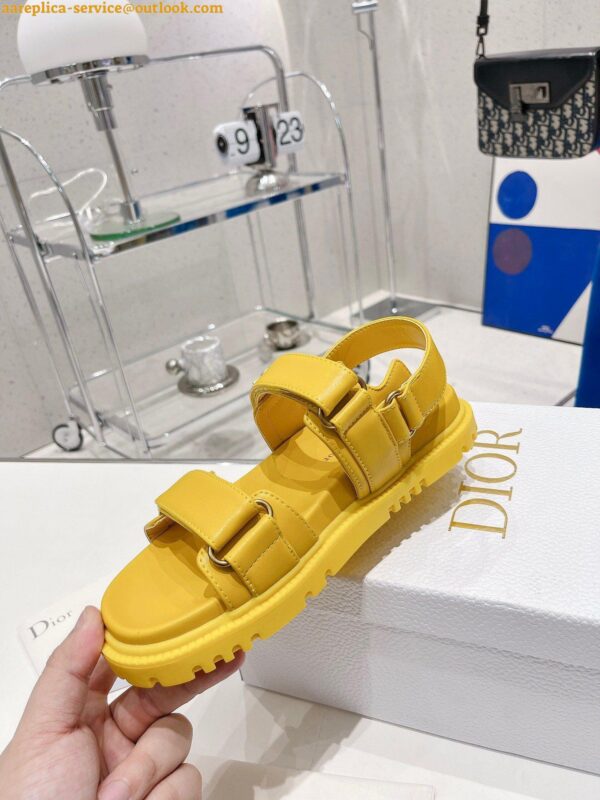 Replica Dior DiorAct Sandals In Yellow Lambskin 13