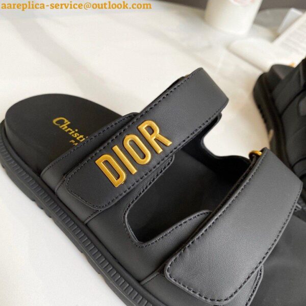 Replica Dior Dioract Slide Sandals In Black Lambskin 6