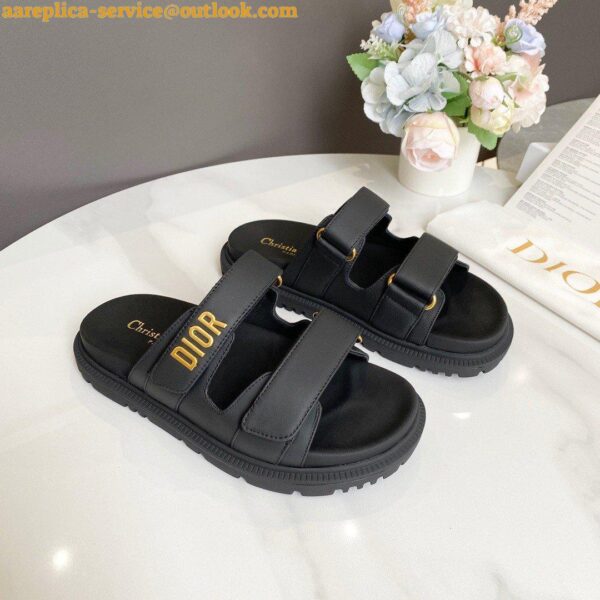 Replica Dior Dioract Slide Sandals In Black Lambskin 9