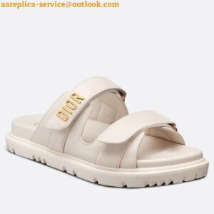 Replica Dior Dioract Slide Sandals In White Lambskin