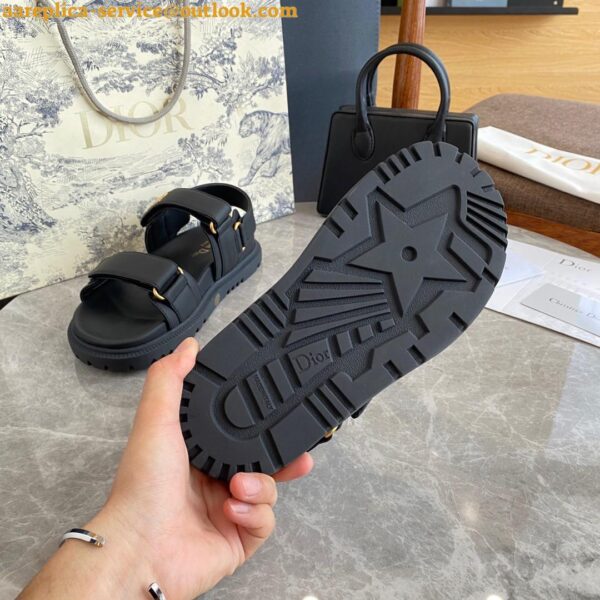 Replica Dior Dioract Slide Sandals In Black Lambskin 18