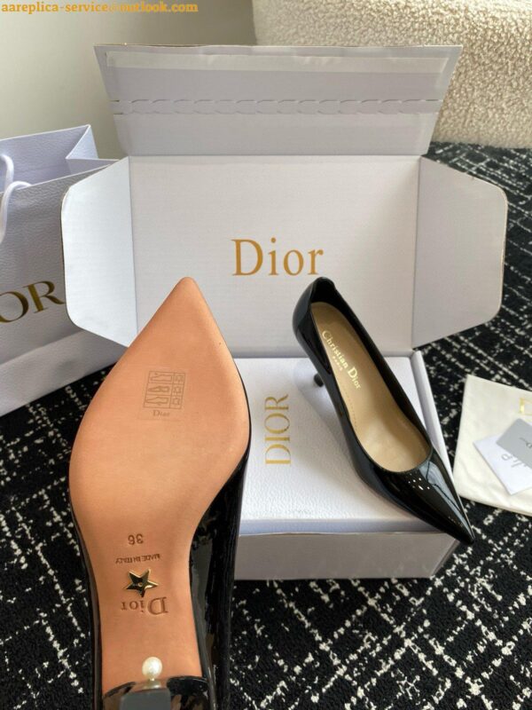 Replica Dior Tribales Pumps Slingback 80mm in Black Patent Calfskin 11