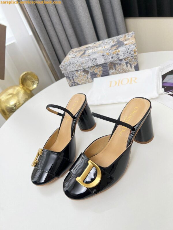 Replica Dior C'est Slingback Pumps 80MM in Black Patent Calfskin 6