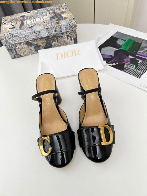 Replica Dior C'est Slingback Pumps 80MM in Black Patent Calfskin 7