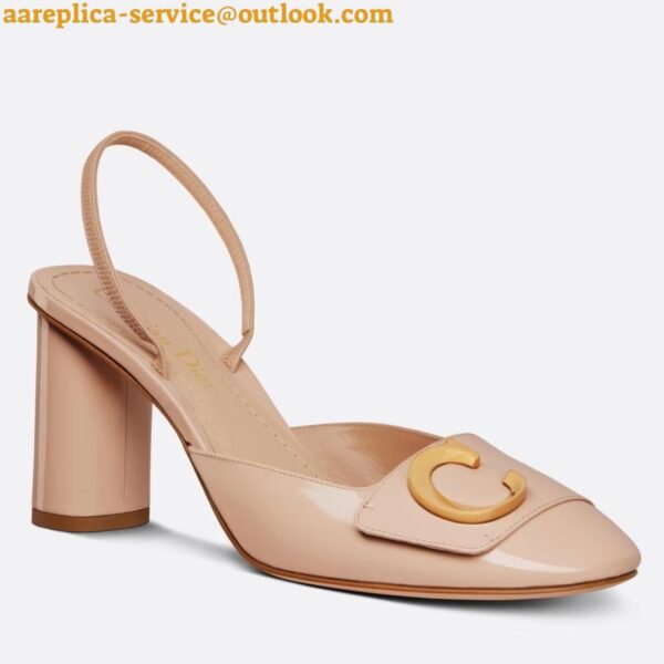 Replica Dior C'est Slingback Pumps 80MM in Nude Patent Calfskin 3