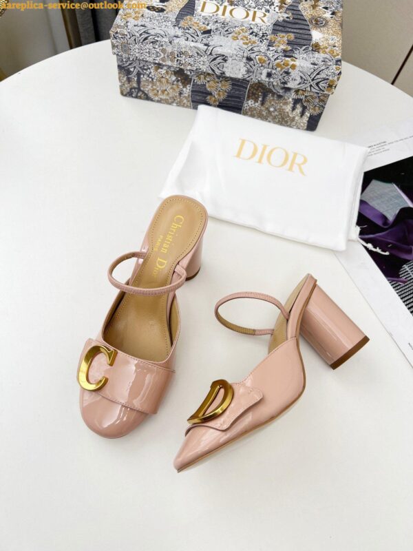 Replica Dior C'est Slingback Pumps 80MM in Nude Patent Calfskin 5