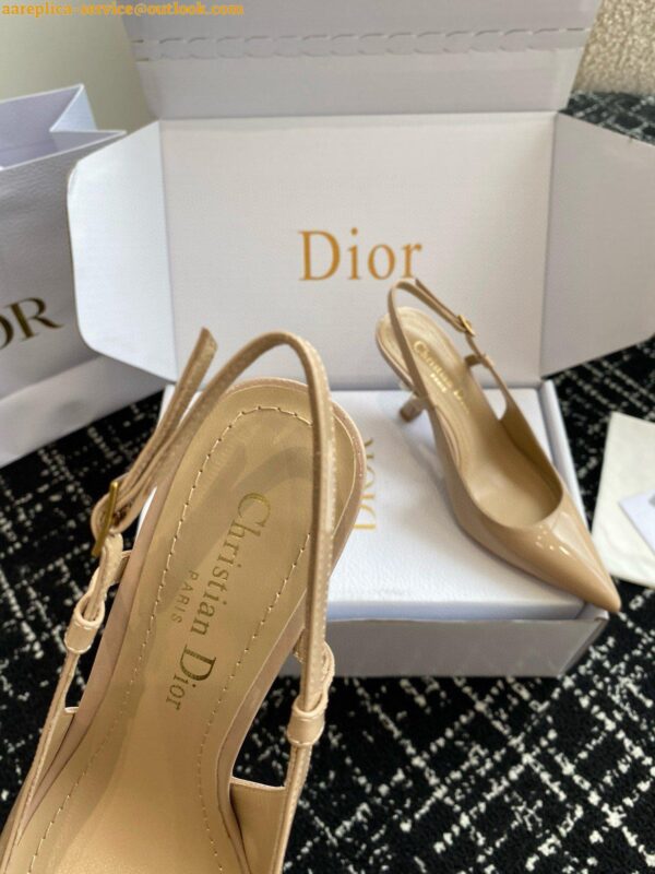 Replica Dior Tribales Pumps Slingback 80mm in Nude Patent Calfskin 26