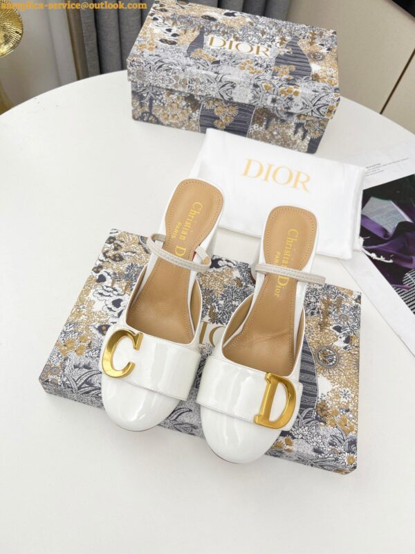 Replica Dior C'est Slingback Pumps 80MM in White Patent Calfskin 7