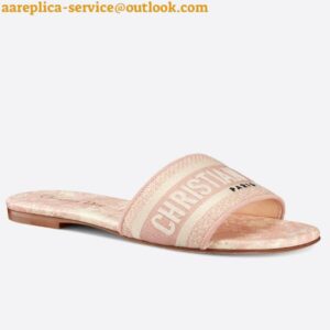 Replica Dior Dway Slides In Pink Toile de Jouy Embroidered Cotton