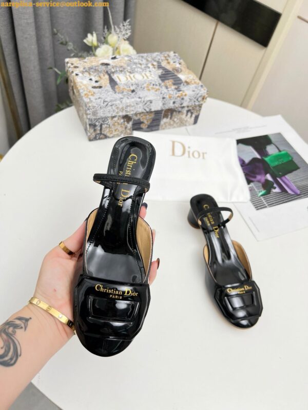 Replica Dior Day Slingback Pumps 35MM in Black Patent Calfskin 5