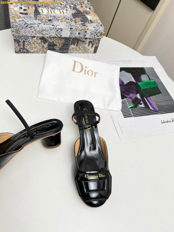 Replica Dior Day Slingback Pumps 35MM in Black Patent Calfskin 7