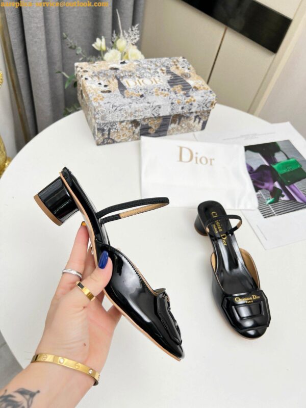 Replica Dior Day Slingback Pumps 35MM in Black Patent Calfskin 8