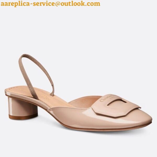 Replica Dior Day Slingback Pumps 35MM in Nude Patent Calfskin 3