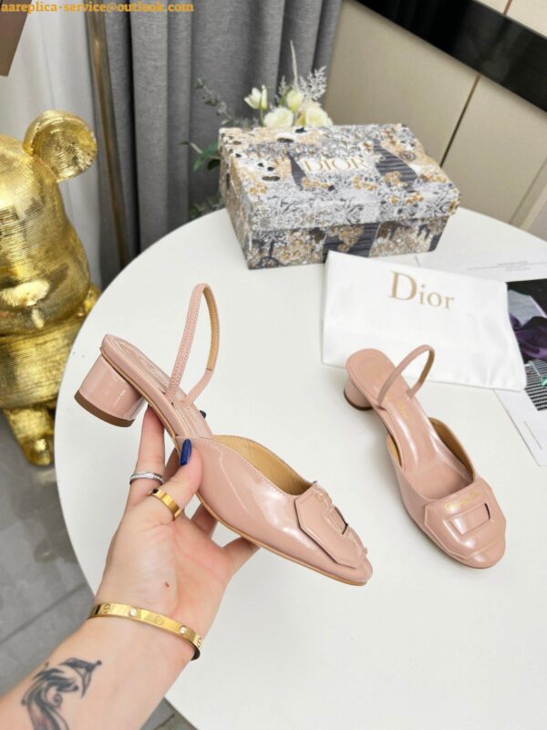 Replica Dior Day Slingback Pumps 35MM in Nude Patent Calfskin 5