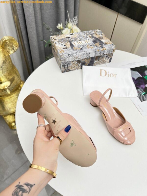 Replica Dior Day Slingback Pumps 35MM in Nude Patent Calfskin 8