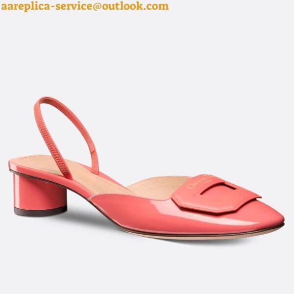 Replica Dior Day Slingback Pumps 35MM in Pink Patent Calfskin 3