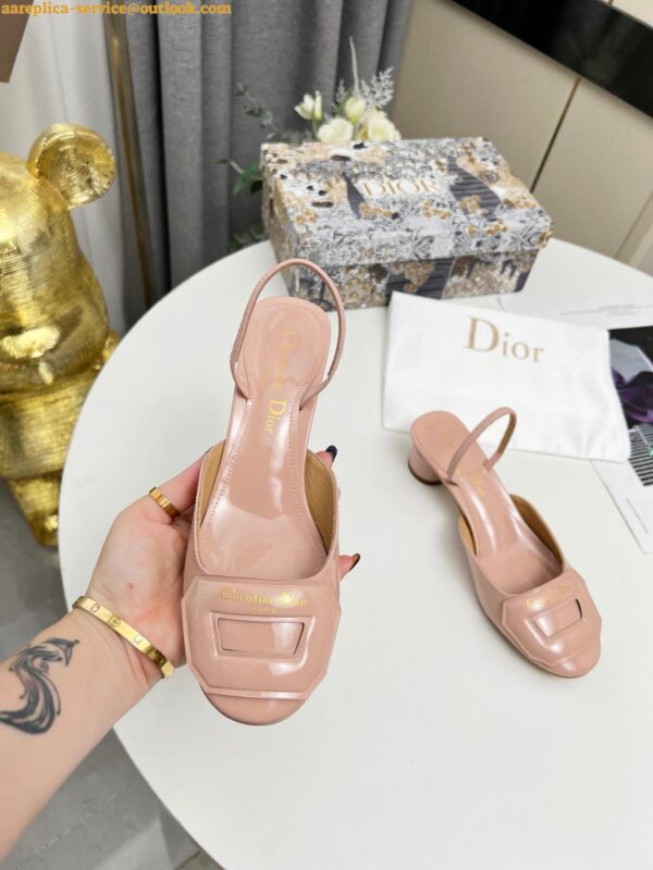 Replica Dior Day Slingback Pumps 35MM in Nude Patent Calfskin 10