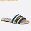 Replica Dior Dway Slides In White Jardin Botanique Embroidered Cotton