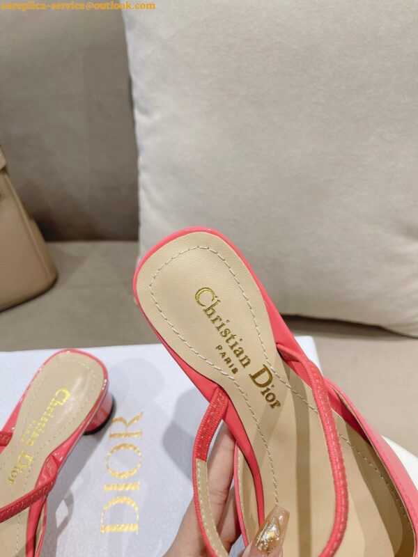 Replica Dior Day Slingback Pumps 35MM in Pink Patent Calfskin 9