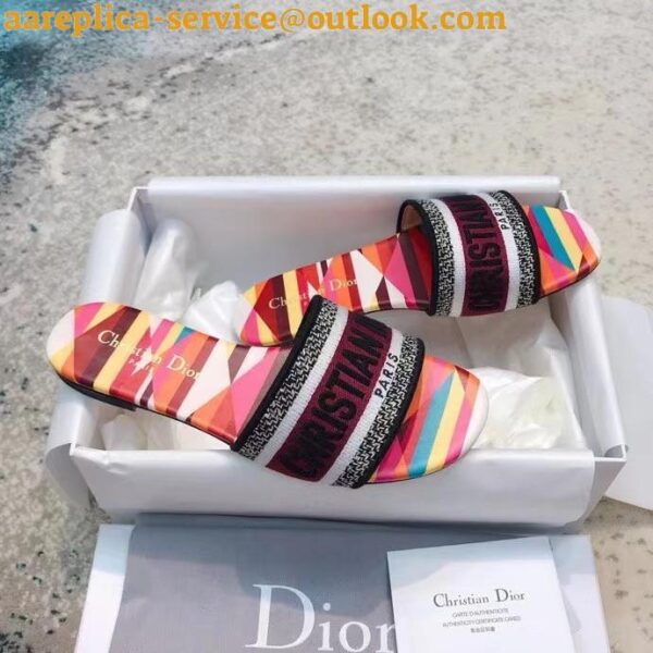 Replica Dior Dway Slides In White Multicolor D-Constellation Embroidered Cotton 5