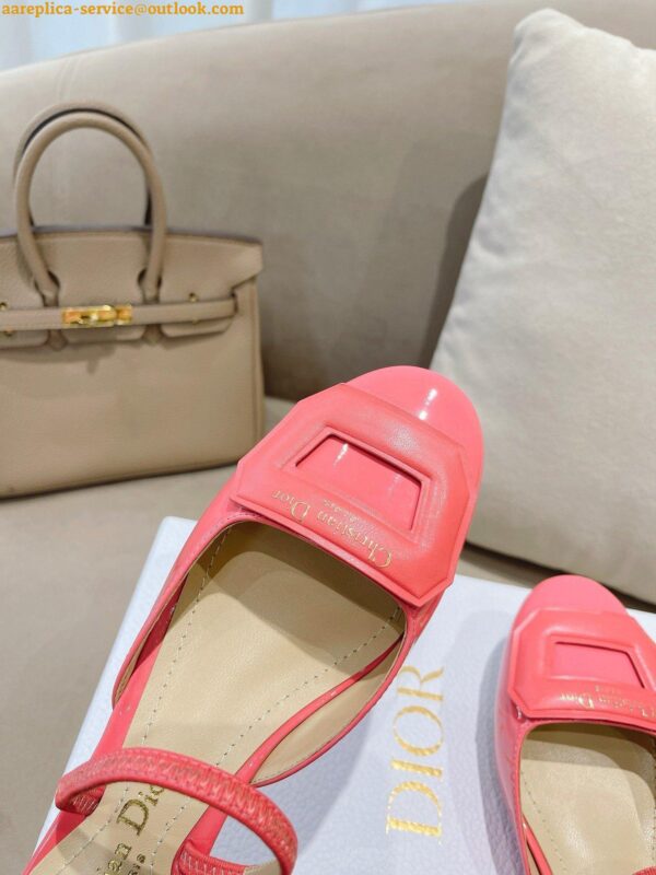 Replica Dior Day Slingback Pumps 35MM in Pink Patent Calfskin 11