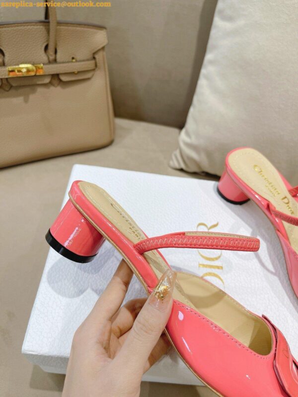 Replica Dior Day Slingback Pumps 35MM in Pink Patent Calfskin 12