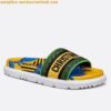 Replica Dior Dway Slides In Yellow Multicolor D-Jungle Pop Cotton 2