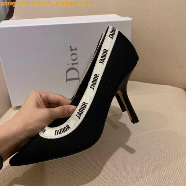 Replica Dior J'Adior Pumps 100mm In Black Technical Fabric 6