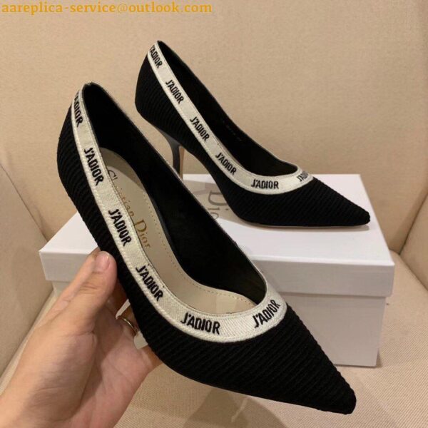 Replica Dior J'Adior Pumps 100mm In Black Technical Fabric 8