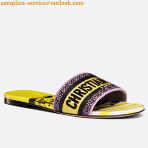 Replica Dior Dway Slides In Yellow Multicolor D-Jungle Pop Cotton