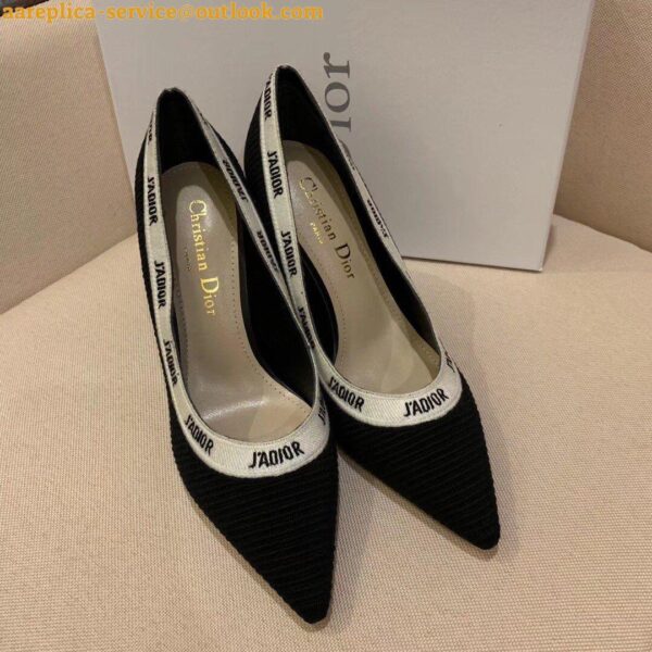 Replica Dior J'Adior Pumps 100mm In Black Technical Fabric 10