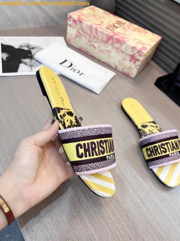 Replica Dior Dway Slides In Yellow Multicolor D-Jungle Pop Cotton 5