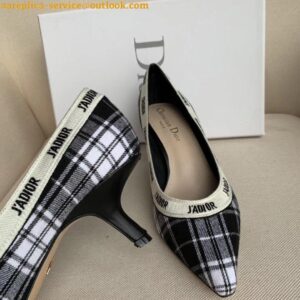 Replica Dior J'Adior Pumps 65mm In Black and White Tartan Fabric