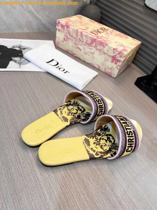 Replica Dior Dway Slides In Yellow Multicolor D-Jungle Pop Cotton 8