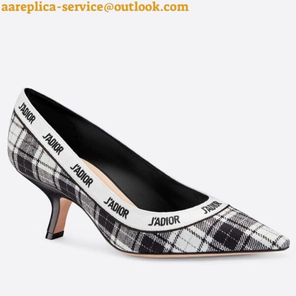 Replica Dior J'Adior Pumps 65mm In Black and White Tartan Fabric 8