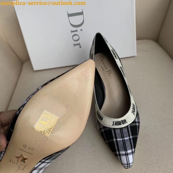 Replica Dior J'Adior Pumps 65mm In Black and White Tartan Fabric 10