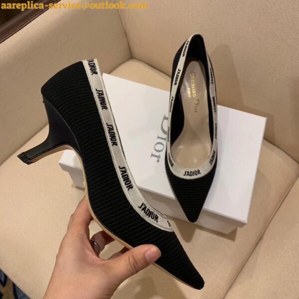 Replica Dior J'Adior Pumps 65mm In Black Technical Fabric 7