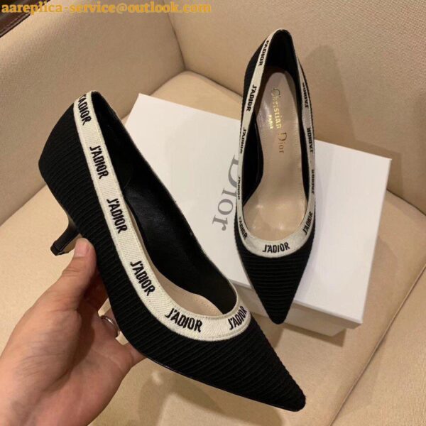 Replica Dior J'Adior Pumps 65mm In Black Technical Fabric 9