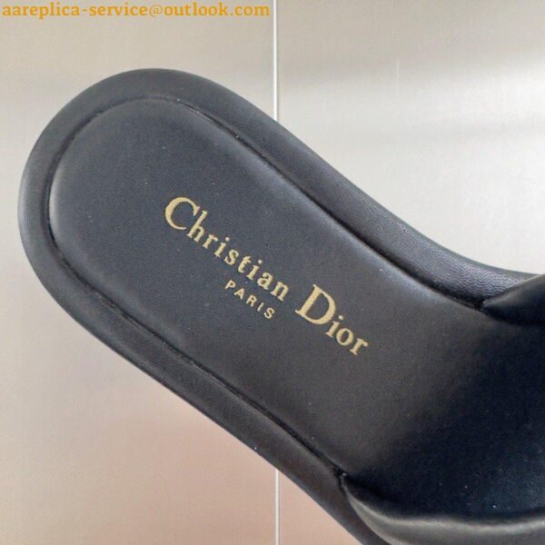 Replica Dior Every-D Slides In Black Embossed Lambskin 10