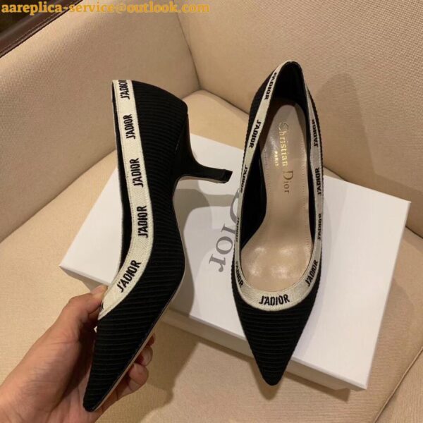 Replica Dior J'Adior Pumps 65mm In Black Technical Fabric 11