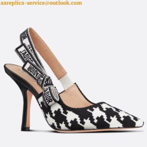 Replica Dior J'Adior Slingback 100mm Pumps In Black Houndstooth Embroidery 2