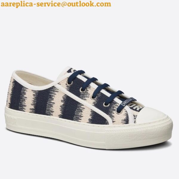 Replica Dior Walk'n'Dior Sneakers In Navy Blue D-Stripes Embroidered Cotton