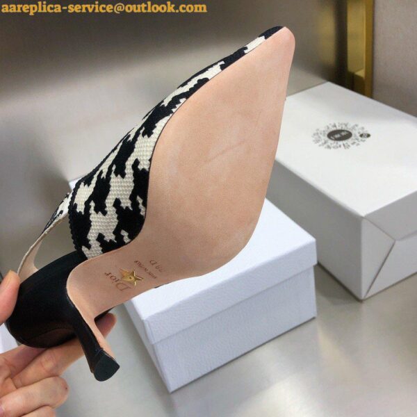 Replica Dior J'Adior Slingback 100mm Pumps In Black Houndstooth Embroidery 9