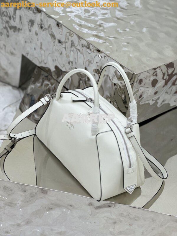 Replica Prada Medium Leather Supernova Handbag 1BA365 White 6