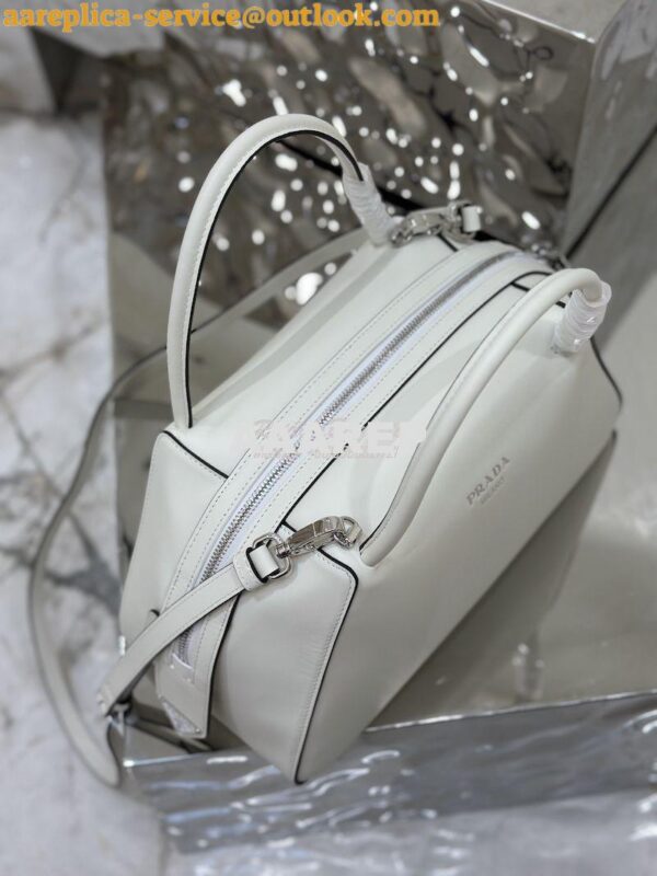 Replica Prada Medium Leather Supernova Handbag 1BA365 White 7