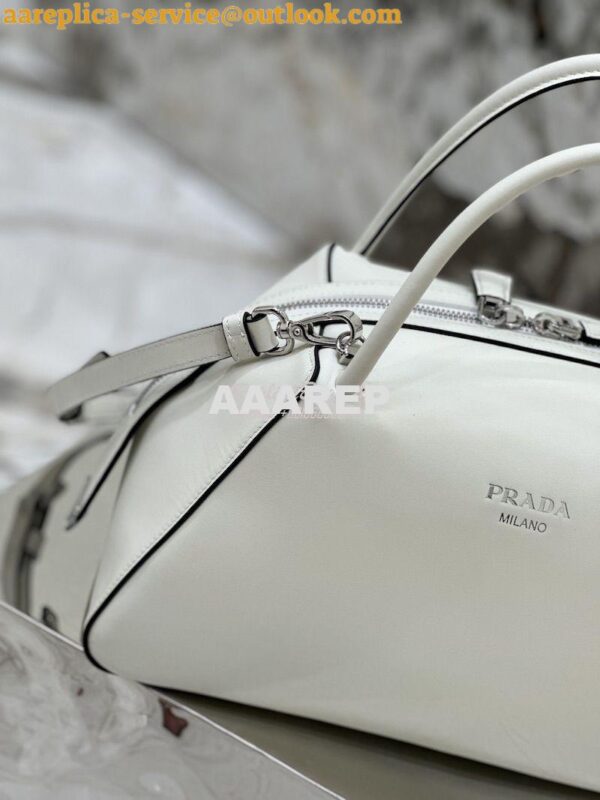 Replica Prada Medium Leather Supernova Handbag 1BA365 White 8