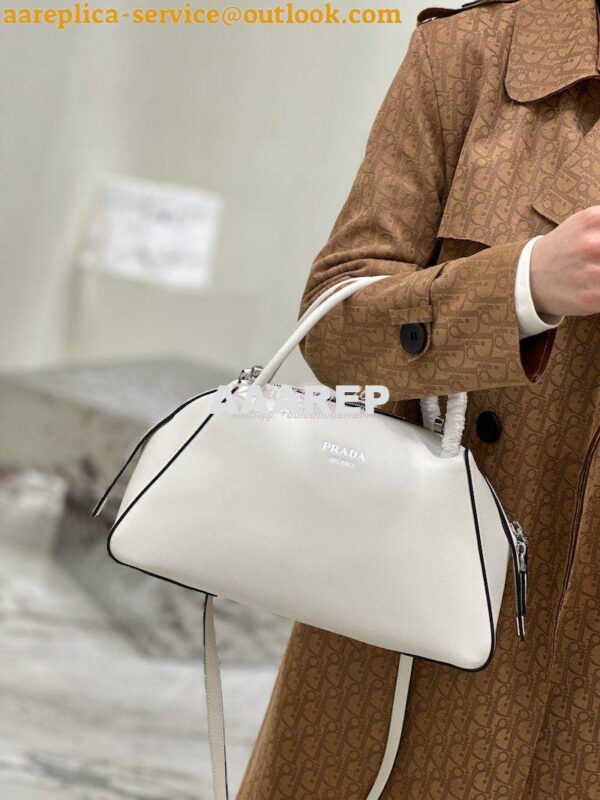 Replica Prada Medium Leather Supernova Handbag 1BA365 White 14